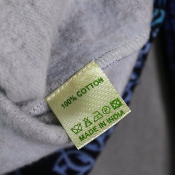 Pashma Arte Hoodie Women’s M Black Blue Cotton Fleece Hand Dyed Print NWT - Picture 9 of 16